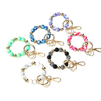 Handgelenk-Schlüsselanhänger Silikon-Perlen Schlüsselring Armband für Frauen Elastischer Armreif Schlüsselhalter
