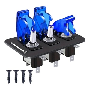 SPST <span class=keywords><strong>3</strong></span> Gang panneau d'interrupteur à bascule à bascule 12V 20A voiture de course robuste 3Pin marche/arrêt LED bleue illuminée couverture de sécurité étanche - Product Image 6
