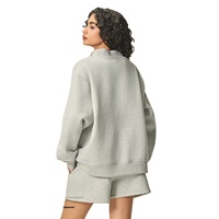 Ensemble pull molletonné et short ample pour femme, style hip-hop, col semi-montant, collection automne