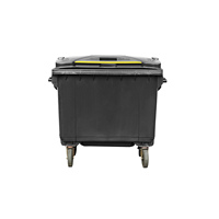 Poubelle rectangulaire à 4 roues en plastique HDPE 660L, robuste, avec couvercles, freins et bouchon de vidange, écologique