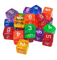Ensemble de dés polyédriques D6 en acrylique transparent de 16 mm pour jeux de rôle RPG, jeux de table et de société