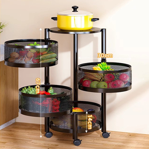 Offre Spéciale mobile cuisine légumes fruits cercle panier avec roues rotatif étagère de stockage des aliments - Product Image 1