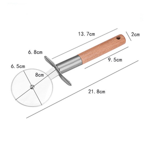 Juego de Cortador y Espátula para Pizza con Mango de Madera, Cortador de Pizza de Acero Inoxidable Premium y Herramienta para Servir para Hornear - Product Image 3