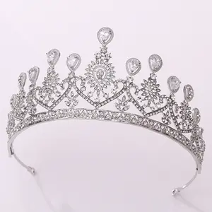 New Design Bridal Women Beauty Pageant Tiara Crown Hair Ornaments Wedding Hair Jewelry Rhinestone Zircon Tiara Crown