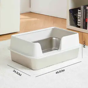 حوض سرير صغير للقطط إكس إل شبه مغلق من الفولاذ المقاوم للصدأ صندوق سرير صغير لقطط كبيرة صندوق سهل التنظيف - Product Image 4