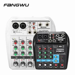 Newest 4 Channel USB BT Audio Interface Mixer Console For PC