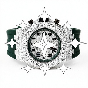 Montre de luxe chronographe édition limitée, style hip-hop, sertie de moissanite, mouvement automatique, acier inoxydable, cadran en cristal, unisexe, personnalisable - Product Image 1