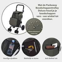Chariot de courses de luxe 60L à 4 roues avec compartiment isotherme et poignée réglable
