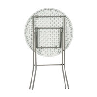 Table de bar extérieure portable moderne personnalisée, design rond compact avec tube métallique et plateau en plastique, table basse pliante