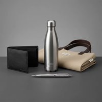 Set Hadiah Promosi Perusahaan Mewah dengan Logo Kustom, Set Hadiah Bisnis dengan Dompet Kulit, Botol Vakum, Tas Jinjing, dan Pulpen Logam
