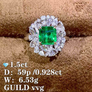 SGARIT 1.5ct Natural emerald ring/pendant 18K gold 59pc halo diamond 0.928ct luxury Jewelry factory gemstone ring wholesale - Product Image 6