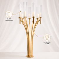 Magnifique candélabre en cristal doré à 8 bras, bougeoirs en verre faits à la main, décoration classique pour mariage, salle à manger, banquet