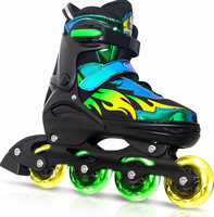 Patins à roulettes réglables Nattork pour enfants et adolescents, lames intérieures/extérieures, 8 roues lumineuses, garçons et filles de 6 à 12 ans, roulements ABEC-7, motif flamme