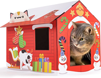 Vente en gros Emballage de cadeau avec logo personnalisé Boîte à lait Emballage en forme de maison Grattoir pour chat Maison pour chat en carton