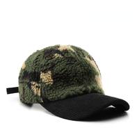 FF4694 Ajustable Pana Ala Faux Cordero Lana Cálido Gorra de béisbol Unisex Felpa Camuflaje Invierno Gorras de béisbol