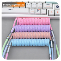 Câble USB rétractable spirale à ressort bicolore personnalisé OEM, en cuivre pur tressé en nylon, 3A, pour charge rapide, compatible ordinateur et batterie externe