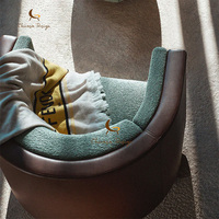 Fauteuil d'appoint moderne en cuir fait main, design artistique, en bois massif, pour salon, hôtel, club