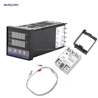 Pengendali Temperatur Digital PID, Regulator REX-C100 Termostat dengan Probe Termokopel K, Output Relai