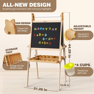 <span class=keywords><strong>Caballete</strong></span> de Arte de Madera para Decoración del Hogar, <span class=keywords><strong>Pizarra</strong></span> Magnética de Doble Cara y <span class=keywords><strong>Pizarra</strong></span> Blanca, <span class=keywords><strong>Caballete</strong></span> Multifuncional para Exhibición de Dibujos - Product Image 4