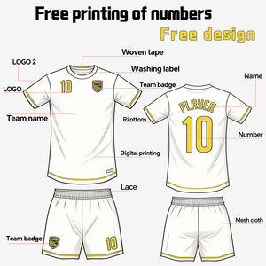 Maillots de football et survêtements de football personnalisés OEM en gros d'usine, hauts à manches courtes unisexe pour adultes, grandes tailles, techniques d'impression - Product Image 4