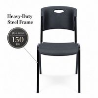 Chaise empilable en plastique à cadre métallique pour charges lourdes, idéale pour les écoles et les banquets