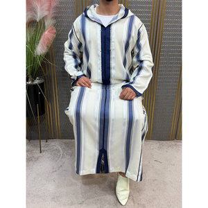 Premium Traditional Moroccan Men Handmade Gabardine Jellaba Outfit Matching Pants <b>Gift</b> Set Summer Breathable Lightweight - Product Image 3