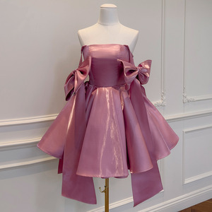 <span class=keywords><strong>Abito</strong></span> da Principessa Elegante in Stile Francese, Lusso Leggero, in Nylon Invernale, con Fiocco e Cintura, Vita Stretta, Raso Retrò, Lunghezza Media - Product Image 2