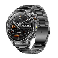 Montre connectée tactique robuste AK106, batterie de 1400 mAh, lampe torche LED, étanche IPX8, appels Bluetooth, suivi santé IA, Android/iOS