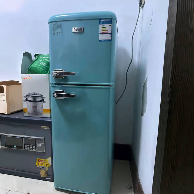D 152L Household Small Refrigerator Retro Style with Door Handle Blue Double-door Fridge and Three-door Refrigerators