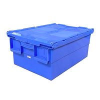 Conteneur en plastique industriel avec couvercle attaché, personnalisable avec logo YUBO, empilable et emboîtable, pour la logistique, caisse de transport pour systèmes automatisés ASRS
