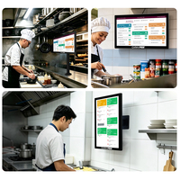 Système de point de vente (PDV) pour usine, écran de cuisine KDS 21,5 18,5 23,6 pouces, étanche, résistant à l'huile, tactile PCAP, support de bureau VESA, fixation murale