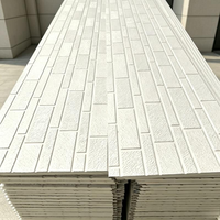 Bloc de stuc argenté, brique plate blanche, brique noire mouchetée et panneau sandwich en métal isolé en PU à relief ondulé beige
