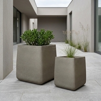Ensemble de jardinières carrées en GFRC, résistantes aux intempéries, en béton texturé, pour la décoration extérieure des jardins et projets paysagers d'hôtels