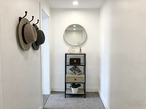 Miroir mural moderne à cadre rond en bois de frêne <span class=keywords><strong>simplement</strong></span> élégant pour le salon dressing chambre à coucher salle de bain villas hôtel appartement - Product Image 2