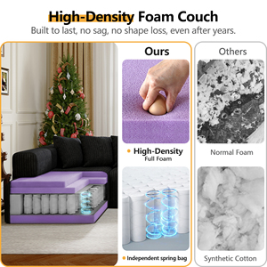 Free Shipping Modular Sectional Boneless Couch U-shaped for Living Room 146.4'' 6 Seat Convertible Cloud Compression - Product Image 4