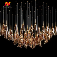 Lustre suspendu moderne en verre en forme de fleur pour hall d'hôtel, escalier, intérieur, avec support OEM/ODM