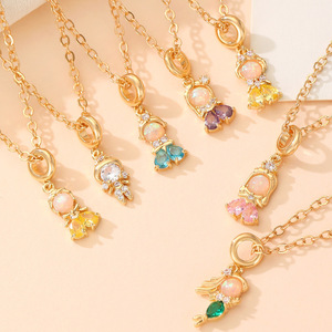 Collar con Colgante de Princesa de Cuento de Cobre Jeutelis - Cadena con Dije de Dibujos Animados de Circonita Cúbica, Joyería <span class=keywords><strong>al</strong></span> <span class=keywords><strong>por</strong></span> <span class=keywords><strong>Mayor</strong></span> - Product Image 2