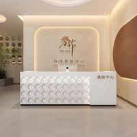 Bureau de réception rectangulaire en bois moderne et minimaliste Yimutang pour salon de beauté, magasin de vêtements, studio de danse, réception d'entreprise