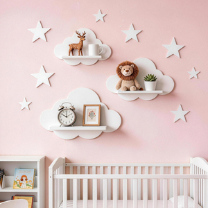 Cloud <b>Wall</b> <b>Shelf</b> Decorative <b>Floating</b> <b>Wall</b> Rack Wooden Nursery Display Holder for Kids Room - Product Image 1