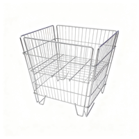 Cage promotionnelle pliable en grillage métallique électroplaqué, présentoir de supermarché avec design pliable