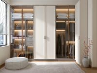 Armoire autoportante sur mesure avec portes vitrées, design moderne, pour chambre à coucher, dressing, école, hôtel