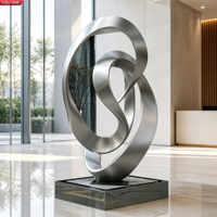Sculpture abstraite en acier inoxydable sur mesure YOUFINE, style moderne, en forme de boucle, art métallique moderne pour la décoration de hall d'hôtel