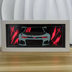 Nouveau produit innovant 7 couleurs lampe clignotante boîte à lumière en bois en forme <span class=keywords><strong>de</strong></span> voiture 3D LED veilleuse lampe visuelle créative pour les amateurs <span class=keywords><strong>de</strong></span> sport - Product Image 3