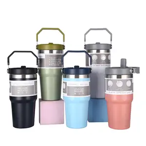 2024 Tùy Chỉnh 20Oz 30Oz Thường Xuyên Cốc Đôi Tường Cốc Cà Phê Cách Điện Xe Bia Du Lịch Cốc Cà Phê Với Xử Lý Nắp Và Rơm