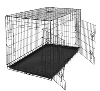 Cage pliable robuste pour chien en métal, cage portable pour animaux de compagnie avec plateau en plastique et poignée supérieure pour la maison et les voyages