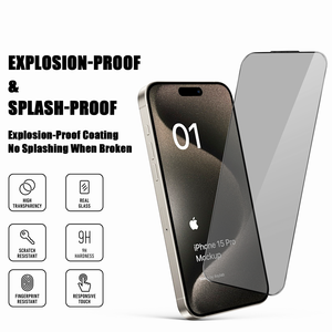 Protector de Pantalla de Vidrio Templado 9H Anti-Espía y Privacidad Golden Diamond para iPhone 16 11 15 Pro Max, Anti-Huellas, Sin Burbujas, <span class=keywords><strong>Kit</strong></span> de Fácil Instalación - Product Image 5