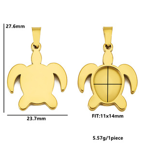Pendentif tortue en acier inoxydable plaqué or véritable, accessoire de bijouterie DIY pour la création de colliers - Product Image 2