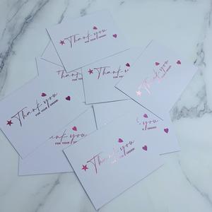 Tarjetas de Agradecimiento Personalizadas con Impresión en Dorado Rosa - Tarjetas de Felicitación Bilingües en Inglés y Español para Comercio Electrónico - Product Image 2