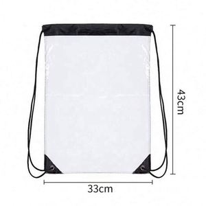Custom Printed logo Stylish <b>Waterproof</b> Transparent Draw String Backpack Clear PVC <b>Drawstring</b> <b>Bag</b> Backpack - Product Image 2
