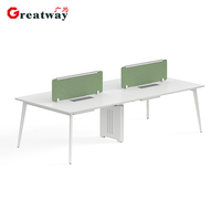 Poste de travail modulaire moderne pour 4 personnes avec cloison de séparation pour mobilier de bureau collaboratif